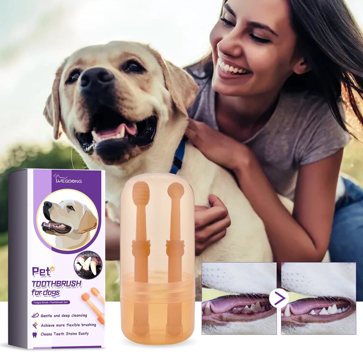 Pet Toothbrush Kit  Silicone Soft Set