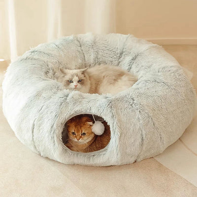 Lit et tapis tunnel ultra doux pour chat - Aire de jeux Big Tube