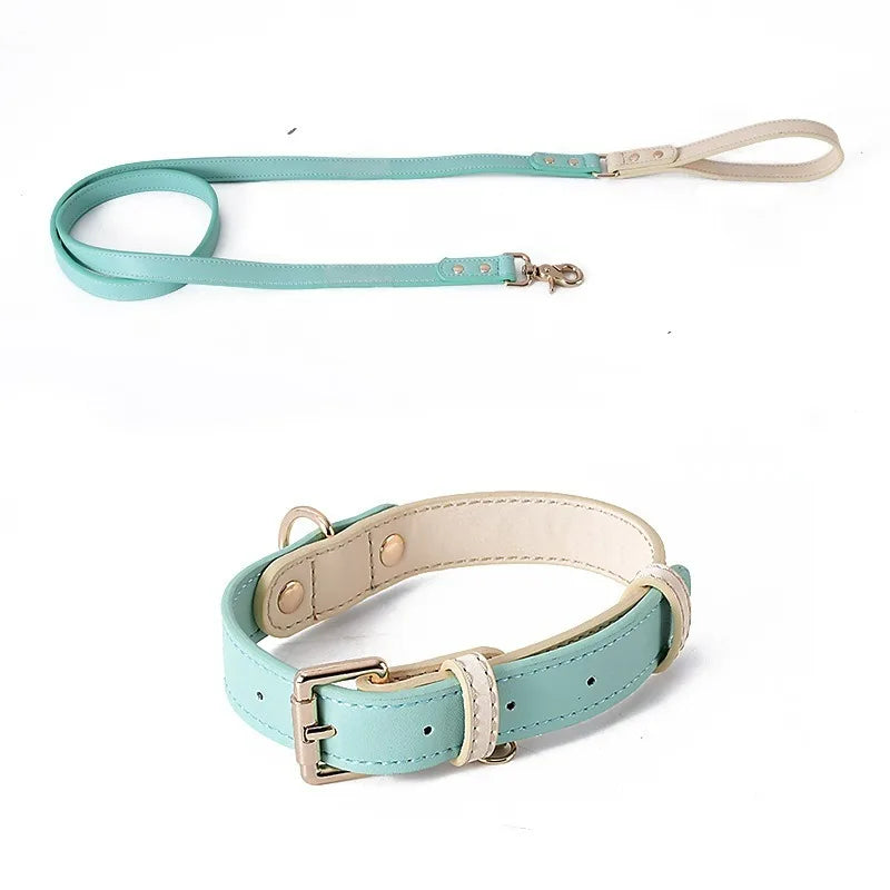 Candy collection Leather Pet Collar & Leash Set