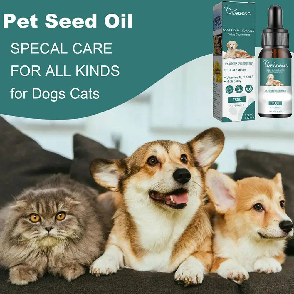 Pet Hemp Seed Oil Natural Pain and Anxiety Relief Vitamins B, C, E High Purity Nutritional Pet Oil