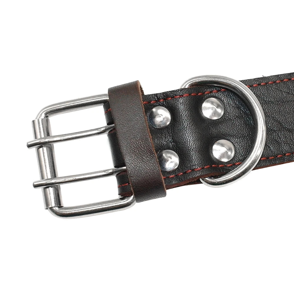 Super Control  Leather Dog Collar Durable Short Handle