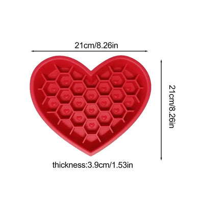 Heart Pet Slow Feeder Silicone Bowl Non-Slip