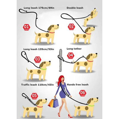 7 In 1 Multi-Function Adjustable Dog Lead Hand Free