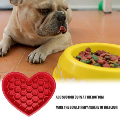 Heart Pet Slow Feeder Silicone Bowl Non-Slip