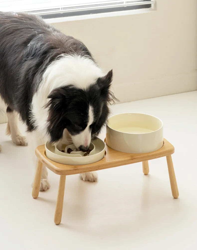 Ceramic Dogs Food Water Bowl Pet Slow Feeder